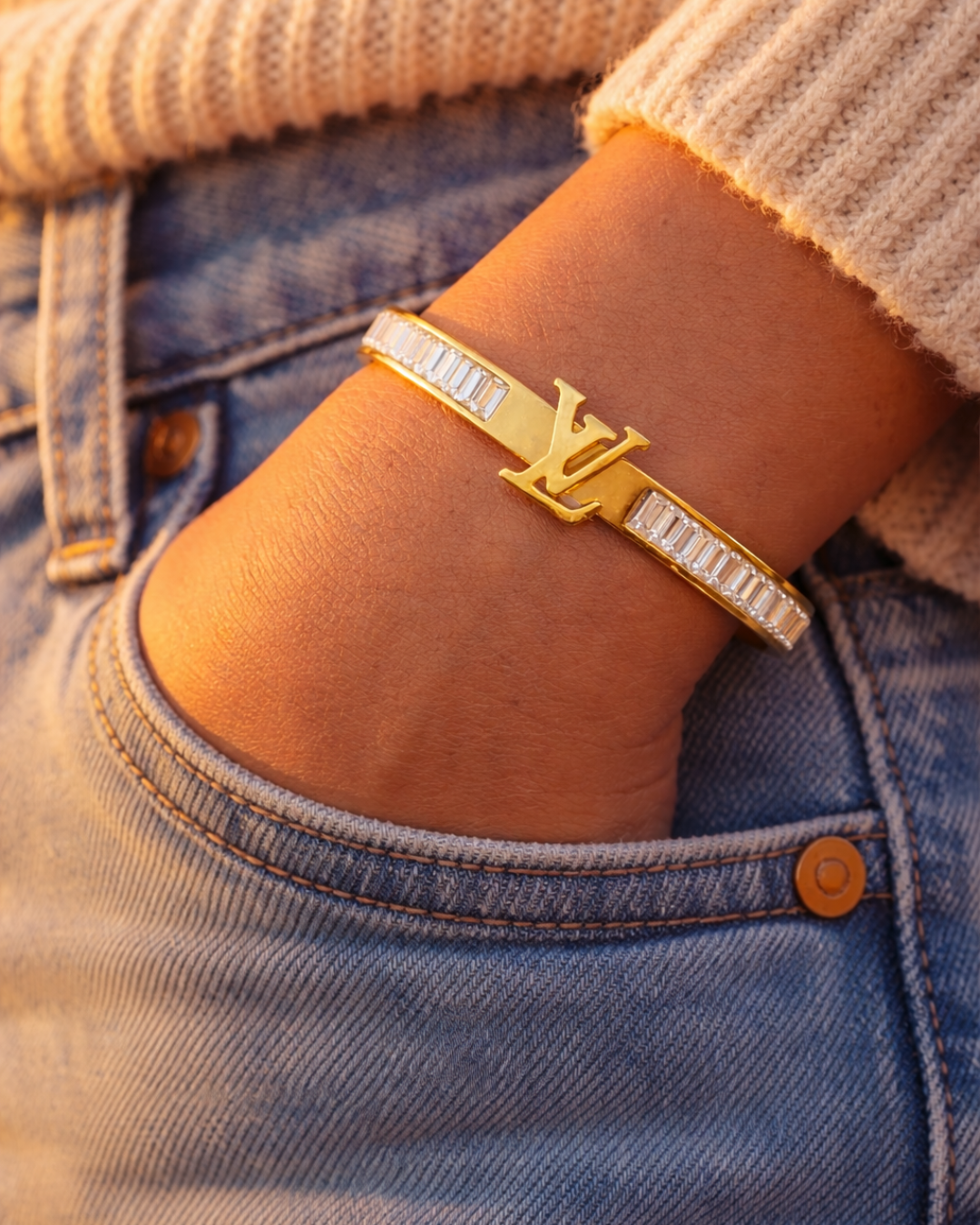 Vivani Luxe LV-Inspired Crystal Baguette Bracelet