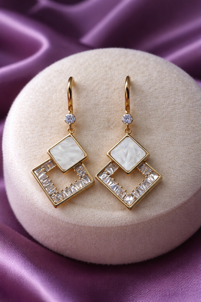 Designer Pearl & Crystal Drop Earrings