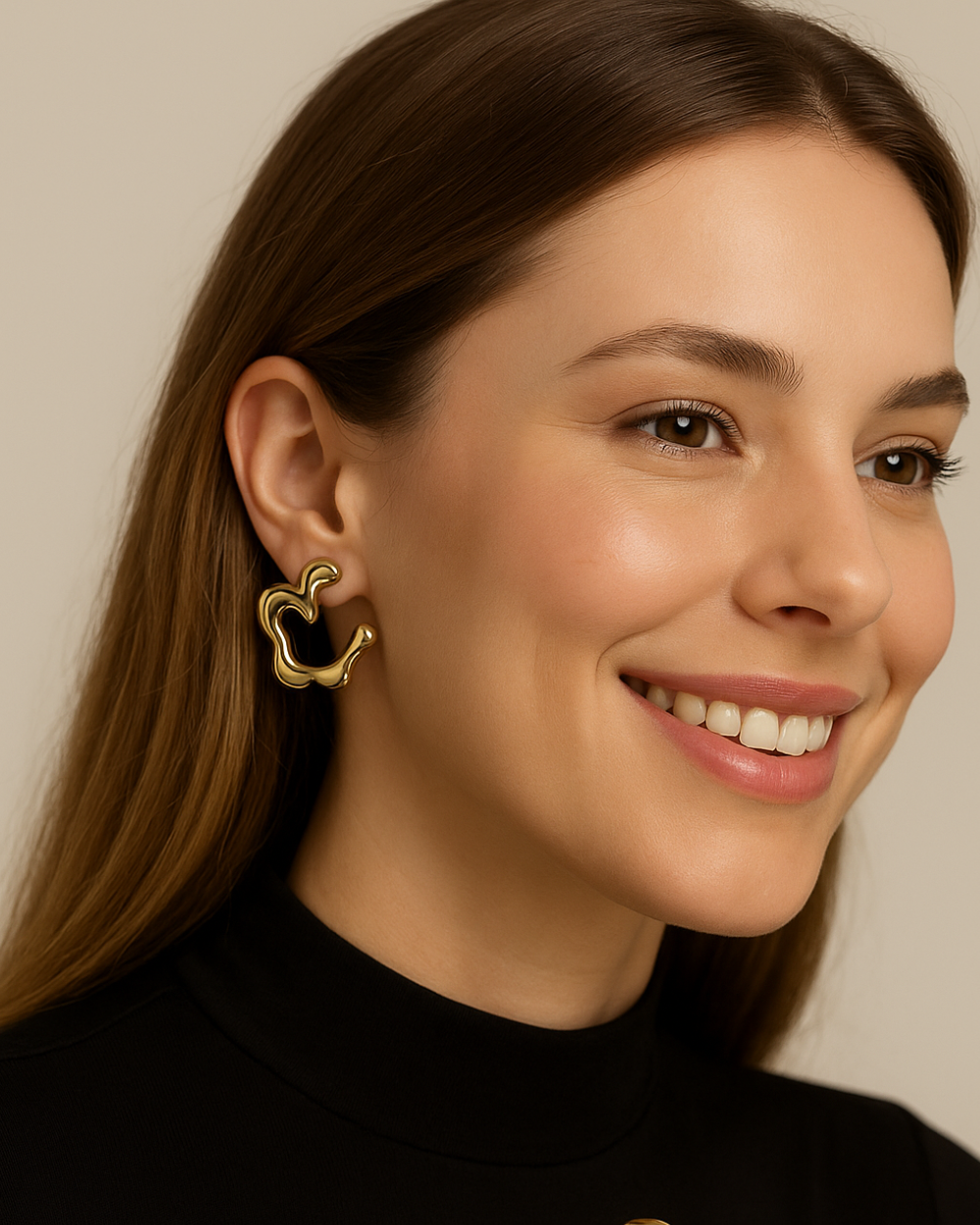 Contemporary Gold Stud Earrings