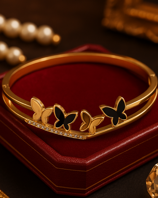 Black & Gold Butterfly Bracelet – Premium Anti-Tarnish Finish