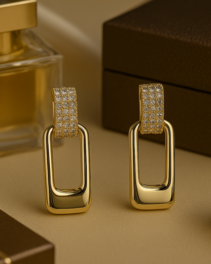 Modern Gold Rectangular Hoop Earrings – Anti-Tarnish Finish