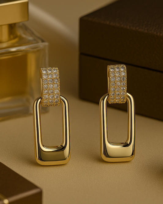 Modern Gold Rectangular Hoop Earrings – Anti-Tarnish Finish