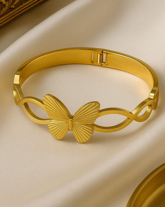 Anti-Tarnish Infinity Bracelet with Butterfly Design