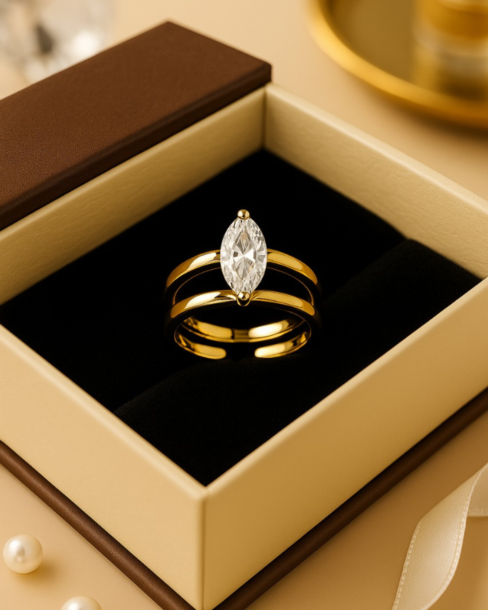Designer Crystal Marquise Stone Ring