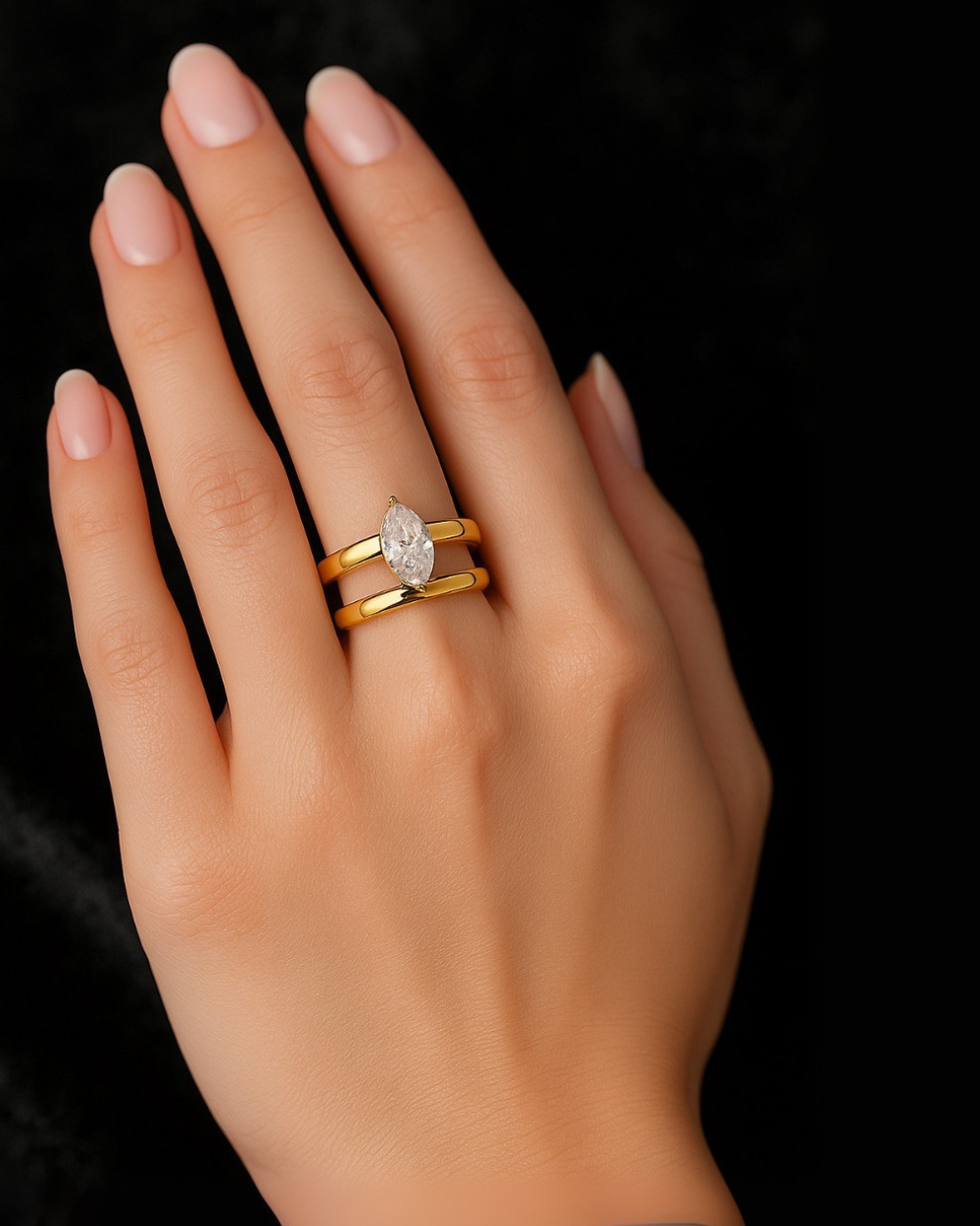 Designer Crystal Marquise Stone Ring