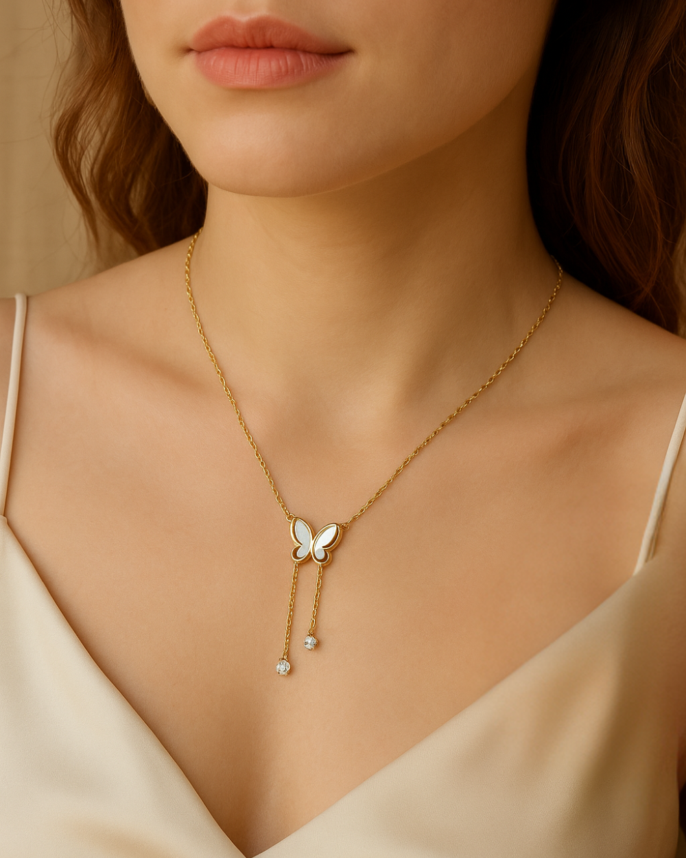 Dainty Butterfly Necklace in Gold Tone