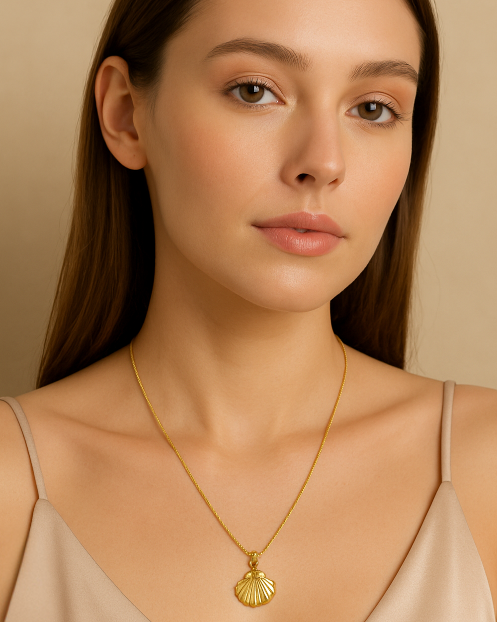 Beach-Inspired Dainty Seashell Necklace in Gold Tone