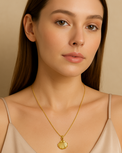 Beach-Inspired Dainty Seashell Necklace in Gold Tone
