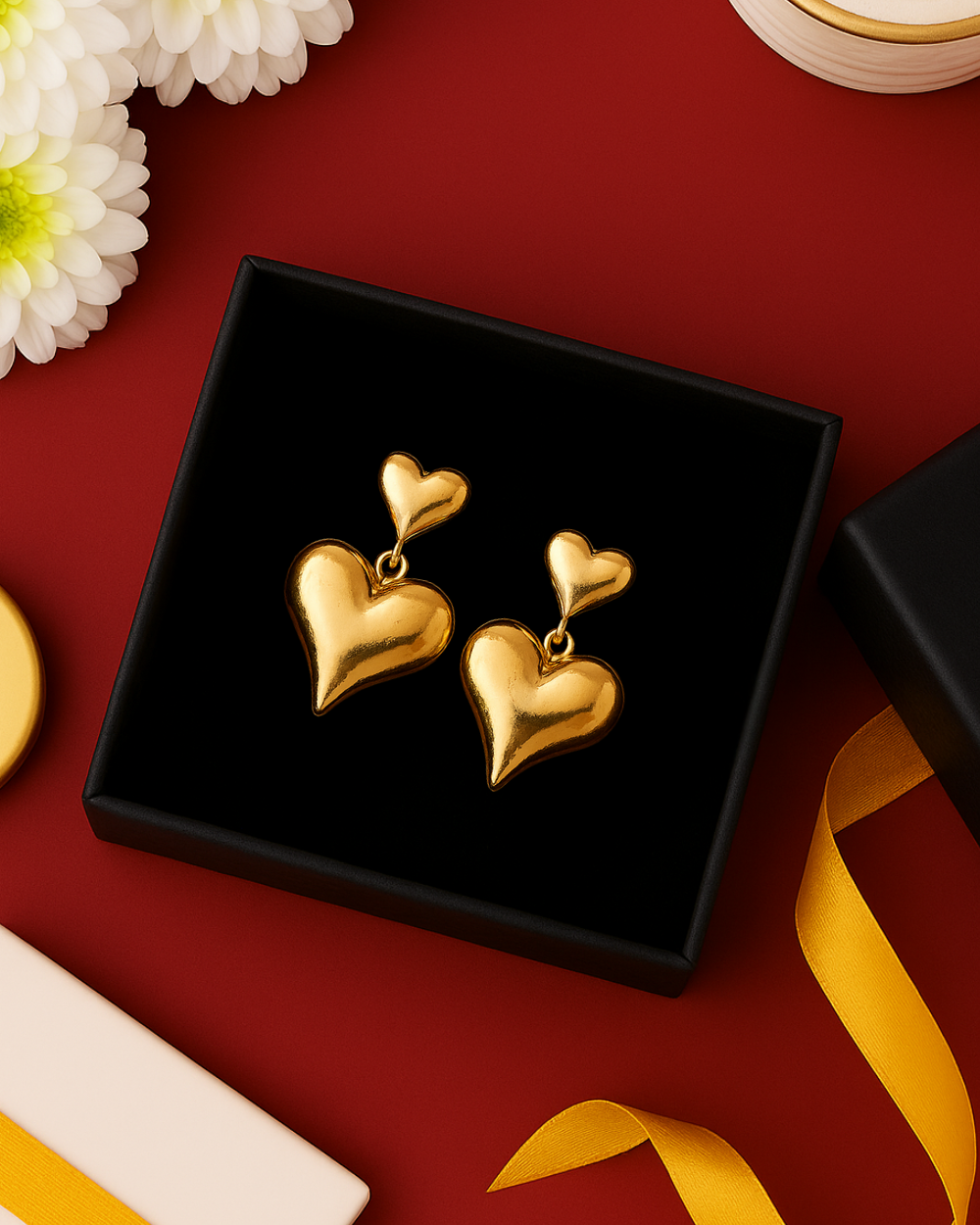 Shiny Heart Earrings – Lightweighted Jewelry