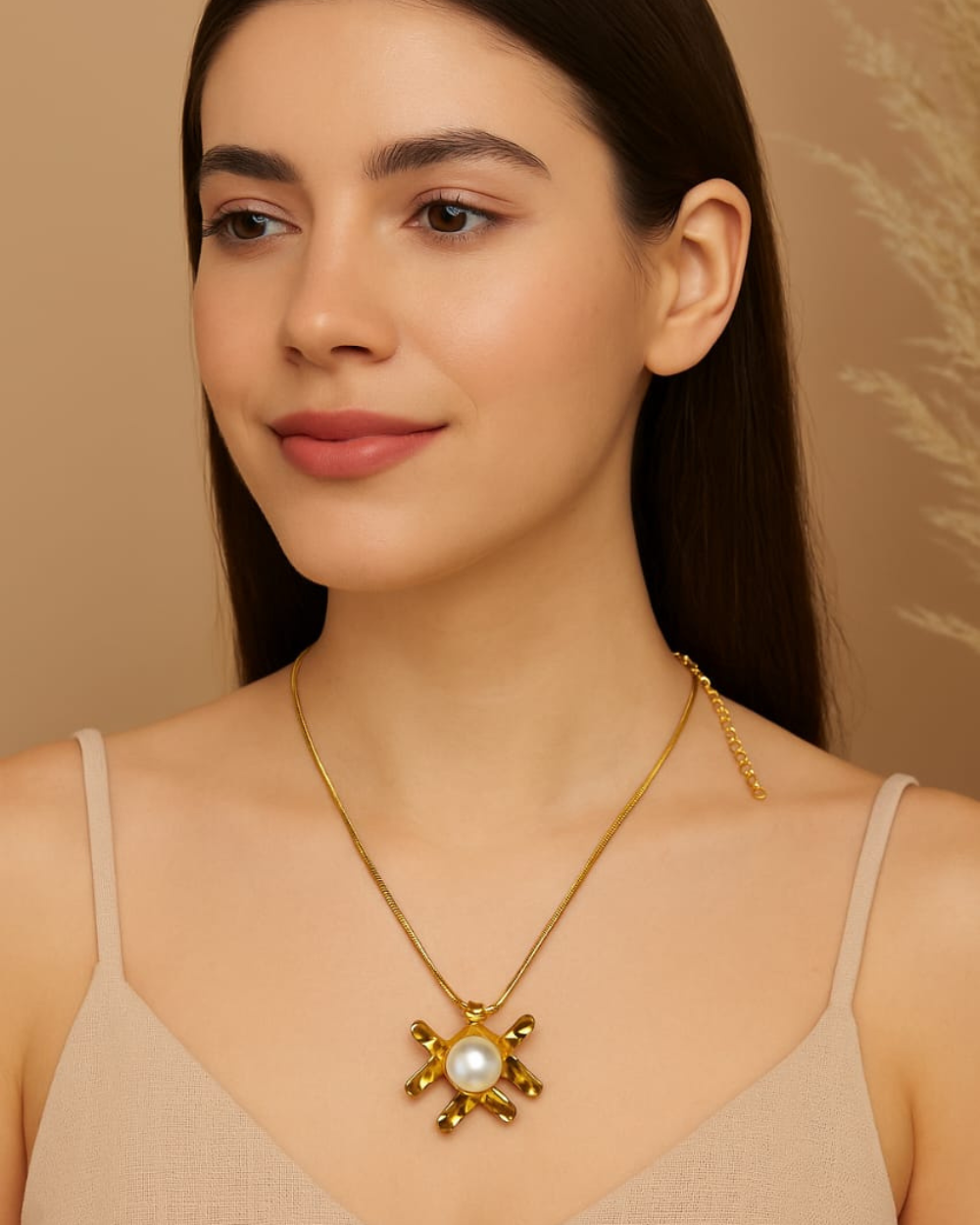 Timeless Anti-Tarnish Necklace with Classic Round Pearl Pendant