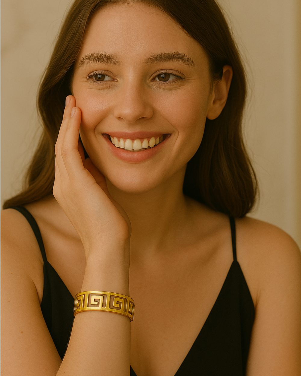 "Elegant Anti-Tarnish Bracelet – Greek Key Design"