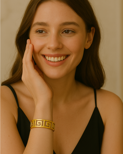 "Elegant Anti-Tarnish Bracelet – Greek Key Design"