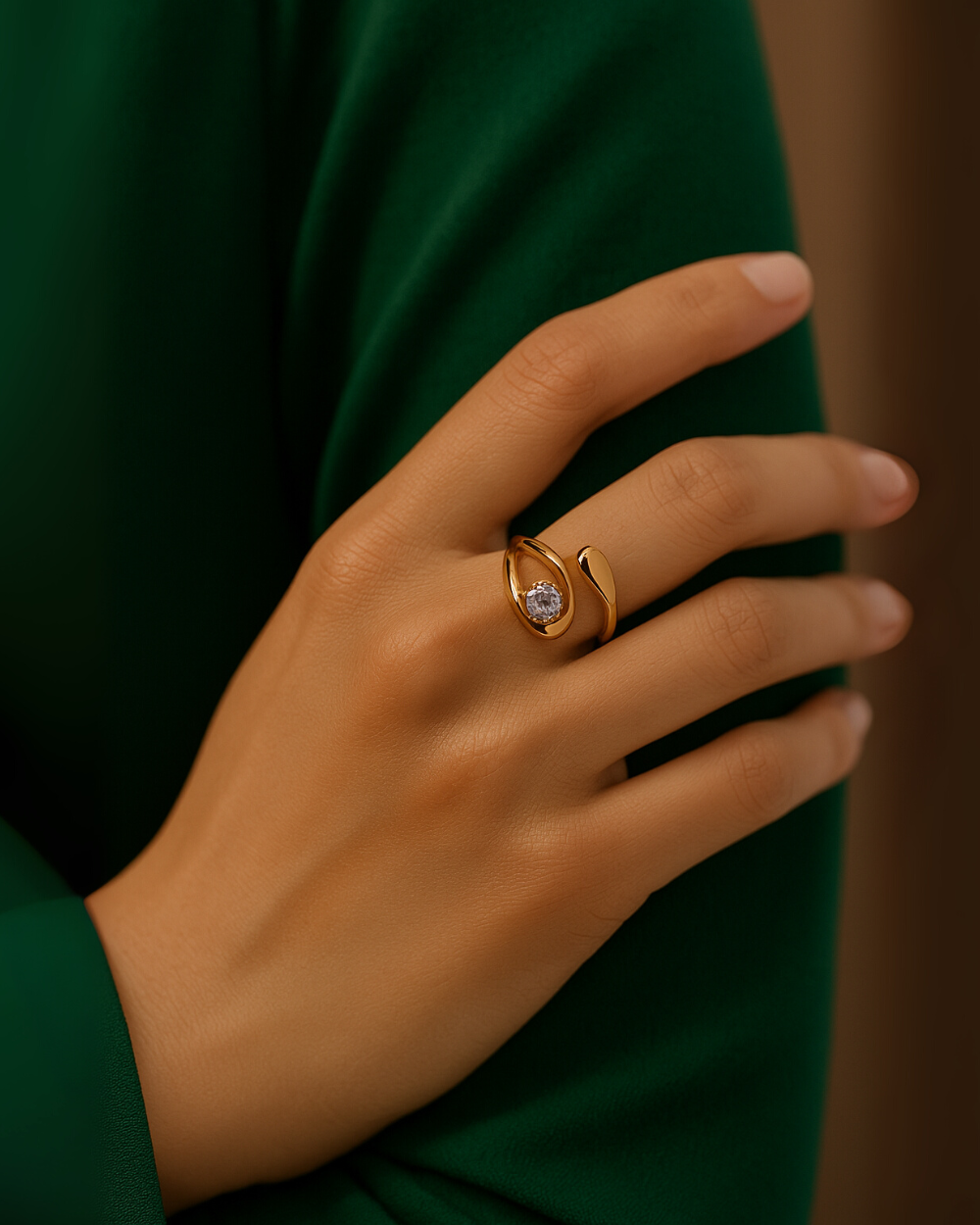 Spiral Open CZ Ring – Minimal Luxe Style
