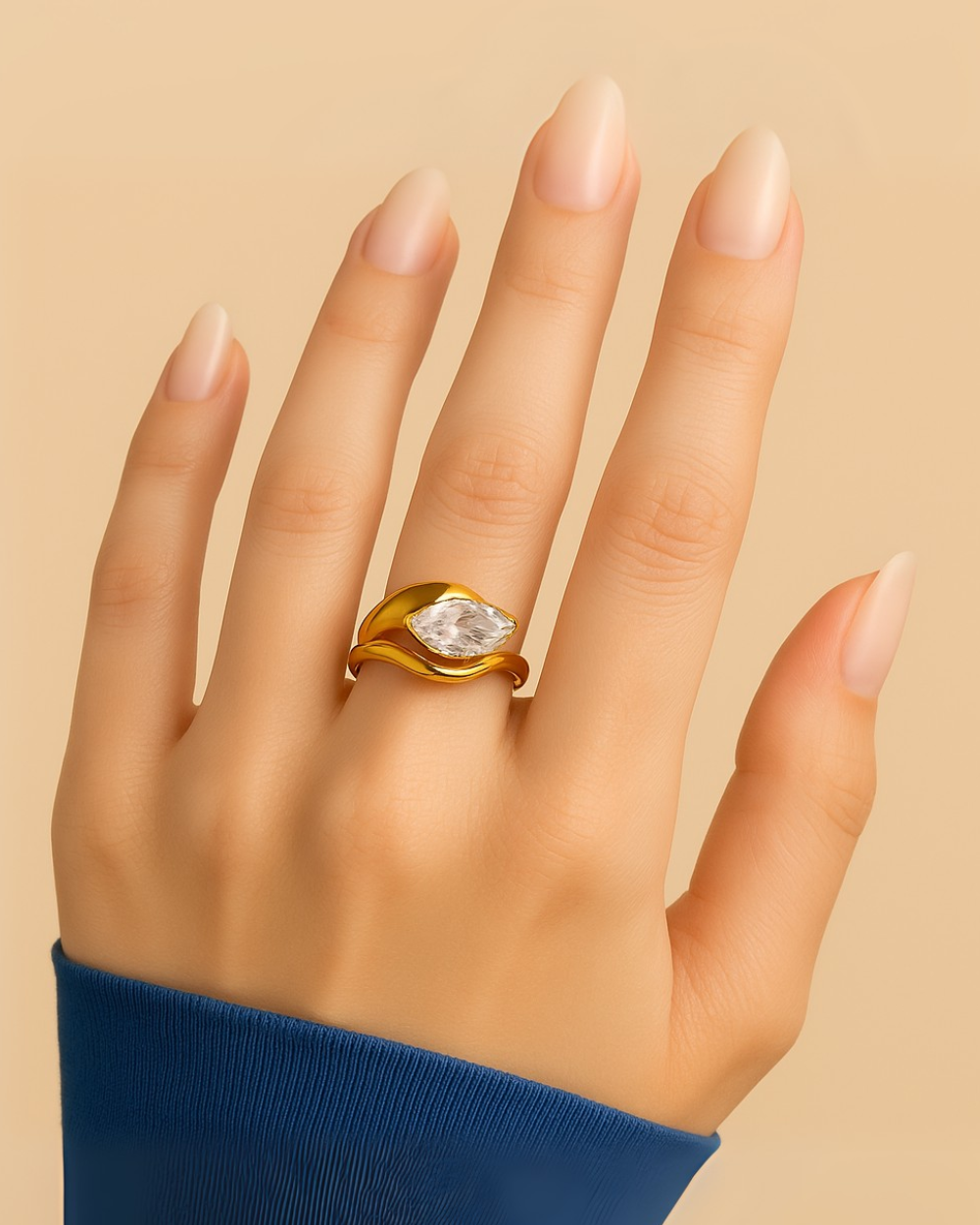 Premium Anti-Tarnish Marquise CZ Band Ring