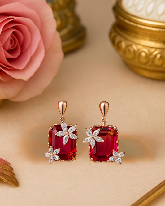 Ruby-Tone Dangle Earrings for Women