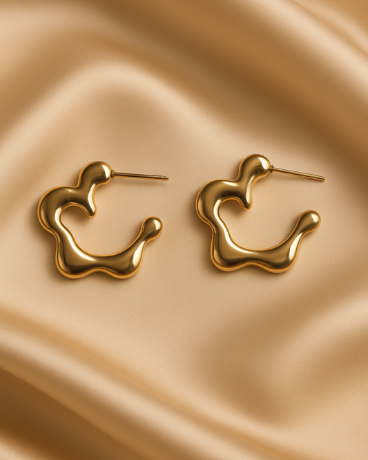 Contemporary Gold Stud Earrings