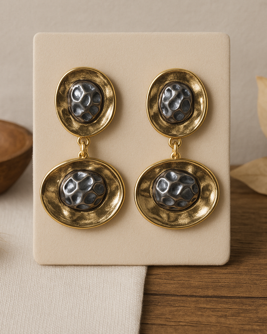 Premium Dual-Tone Drop Earrings with Unique Design