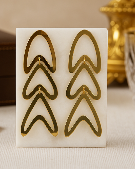 Stylish Tri-Layer Statement Earrings for Women
