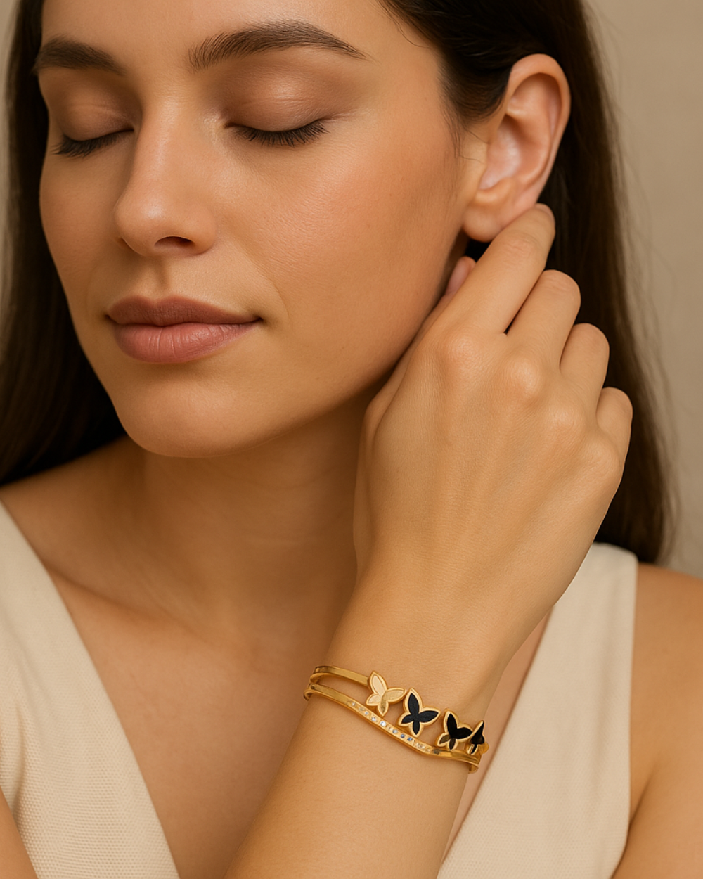 Black & Gold Butterfly Bracelet – Premium Anti-Tarnish Finish