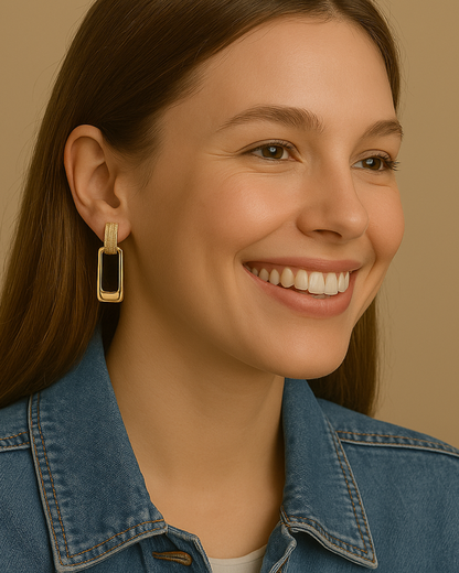 Modern Gold Rectangular Hoop Earrings – Anti-Tarnish Finish