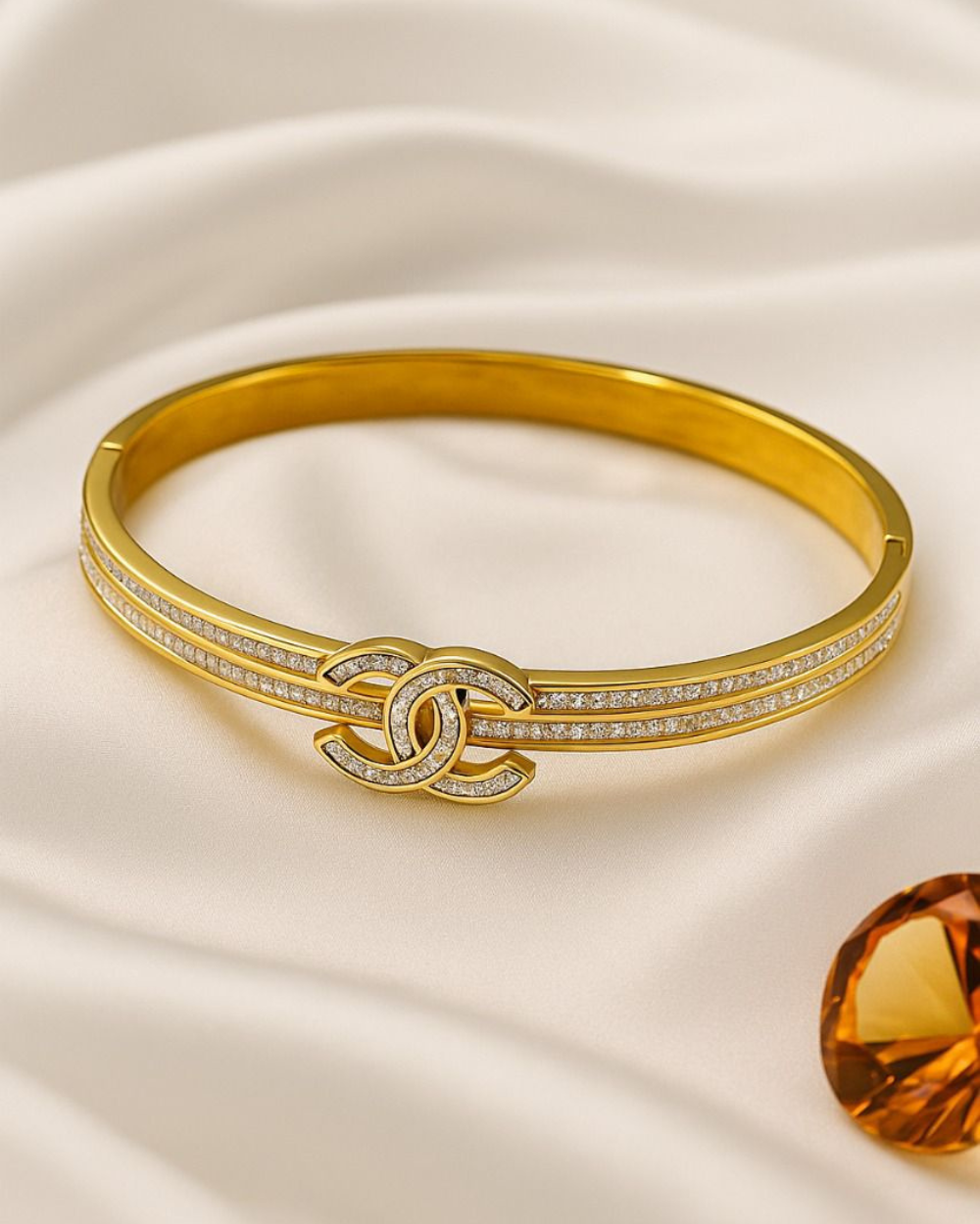 Designer-Inspired Interlocking C Gold Bracelet for Women