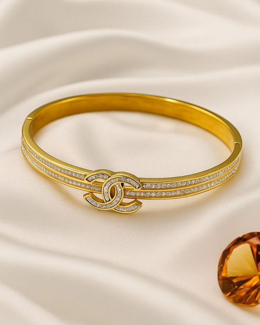 Designer-Inspired Interlocking C Gold Bracelet for Women