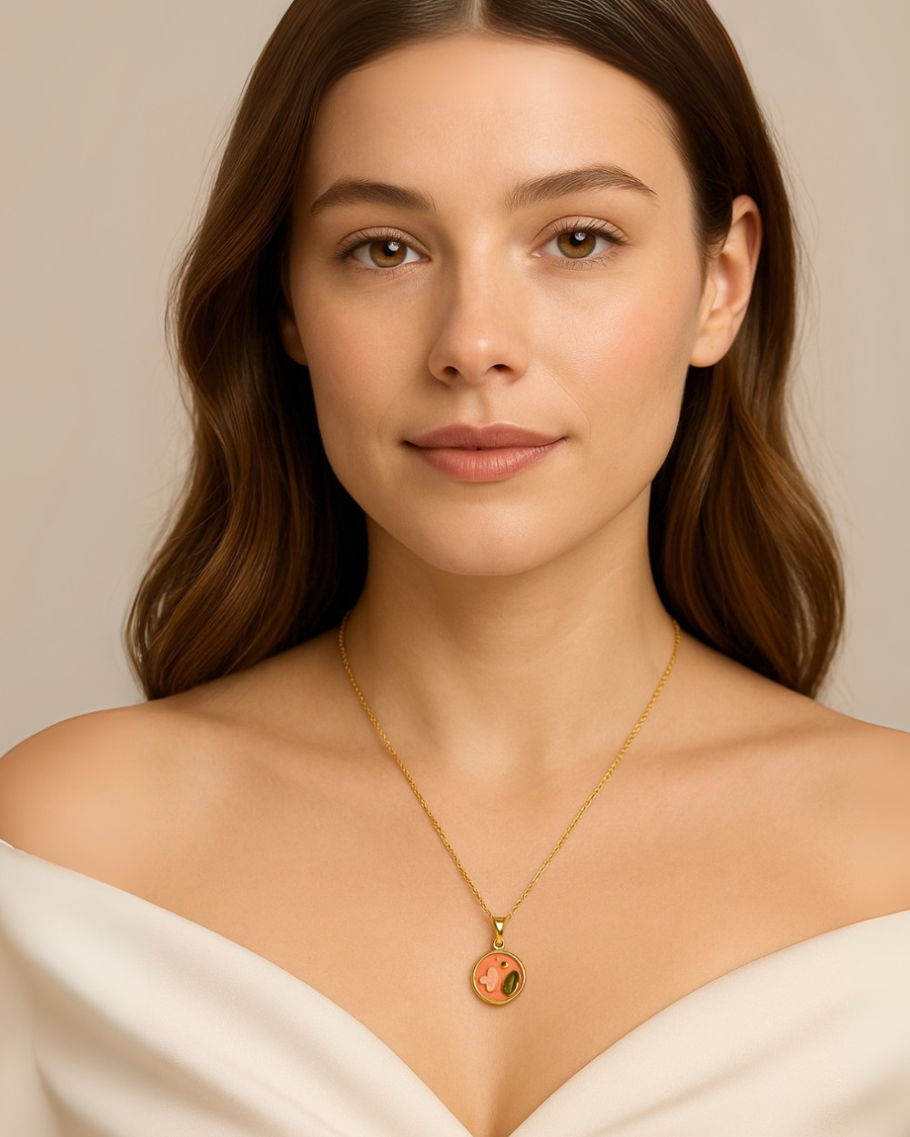 Modern Nature Motif Butterfly & Leaf Charm Pendant
