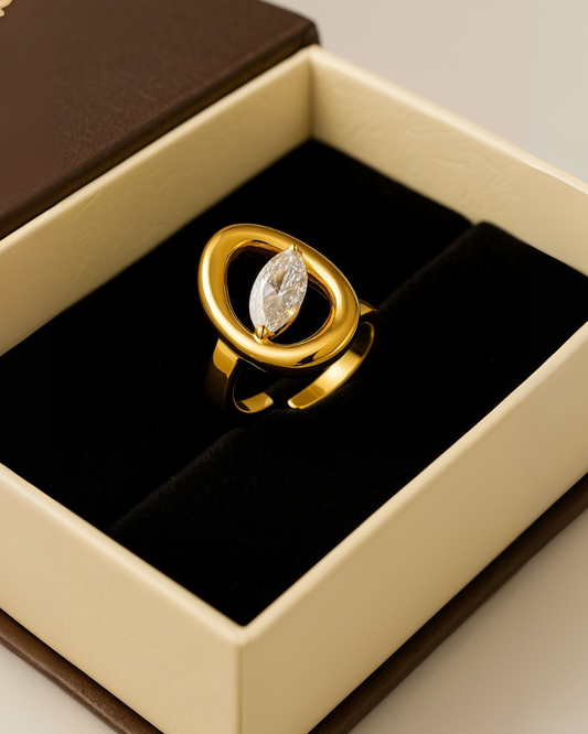 Anti-Tarnish Ring with Marquise CZ Stone