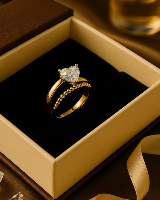 Beaded Modern Style Heart anti tarnish Ring
