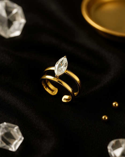 Designer Crystal Marquise Stone Ring