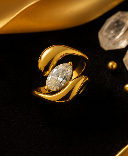 Wave Design Marquise Stone luxury Ring