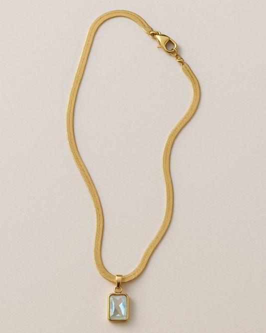 Rectangular Crystal Anti-Tarnish Pendant