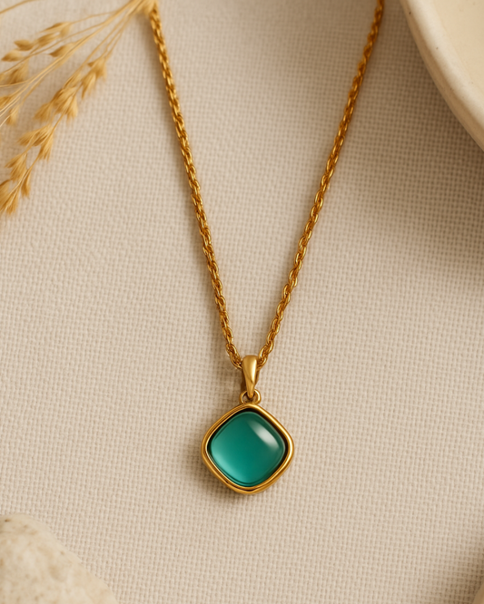 Minimalist Cushion Cut Blue Pendant