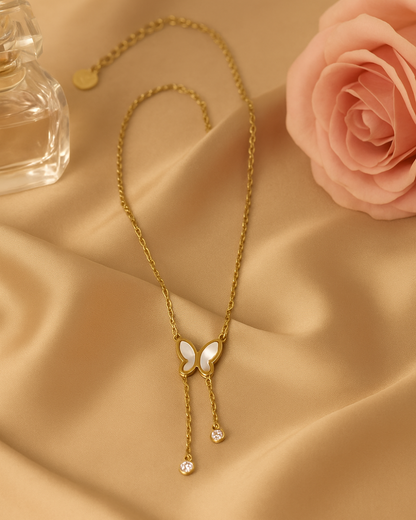 Dainty Butterfly Necklace in Gold Tone