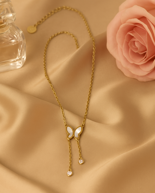 Dainty Butterfly Necklace in Gold Tone