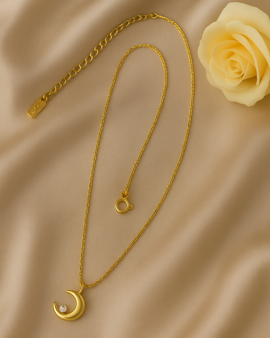 Celestial Moon Necklace with Sparkling Stone
