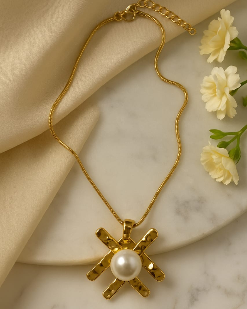 Timeless Anti-Tarnish Necklace with Classic Round Pearl Pendant