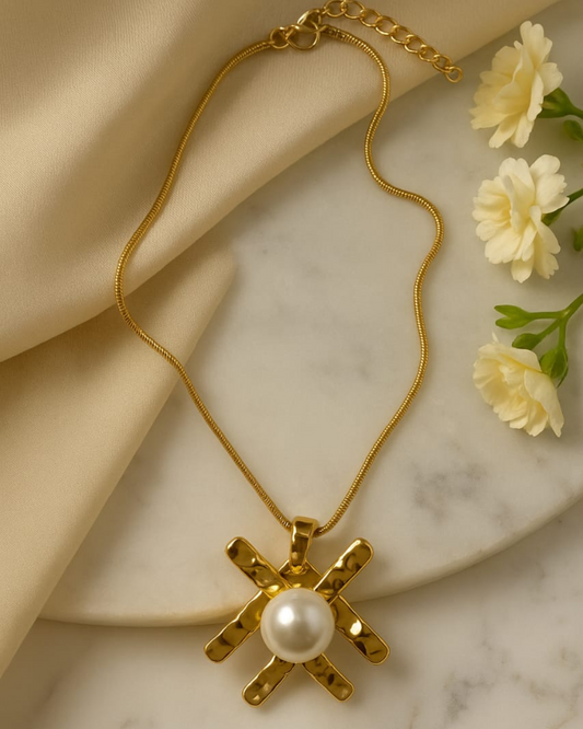 Timeless Anti-Tarnish Necklace with Classic Round Pearl Pendant