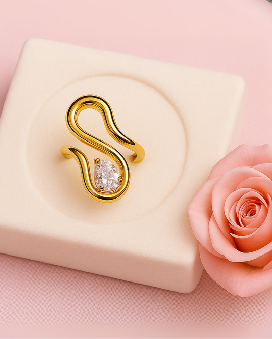 Sculpted Snake CZ Ring – Anti-Tarnish Finish