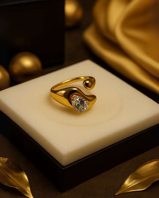 Modern CZ Solitaire Ring – Premium Gloss Finish