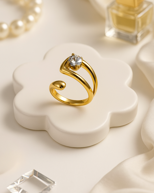 Spiral Open CZ Ring – Minimal Luxe Style