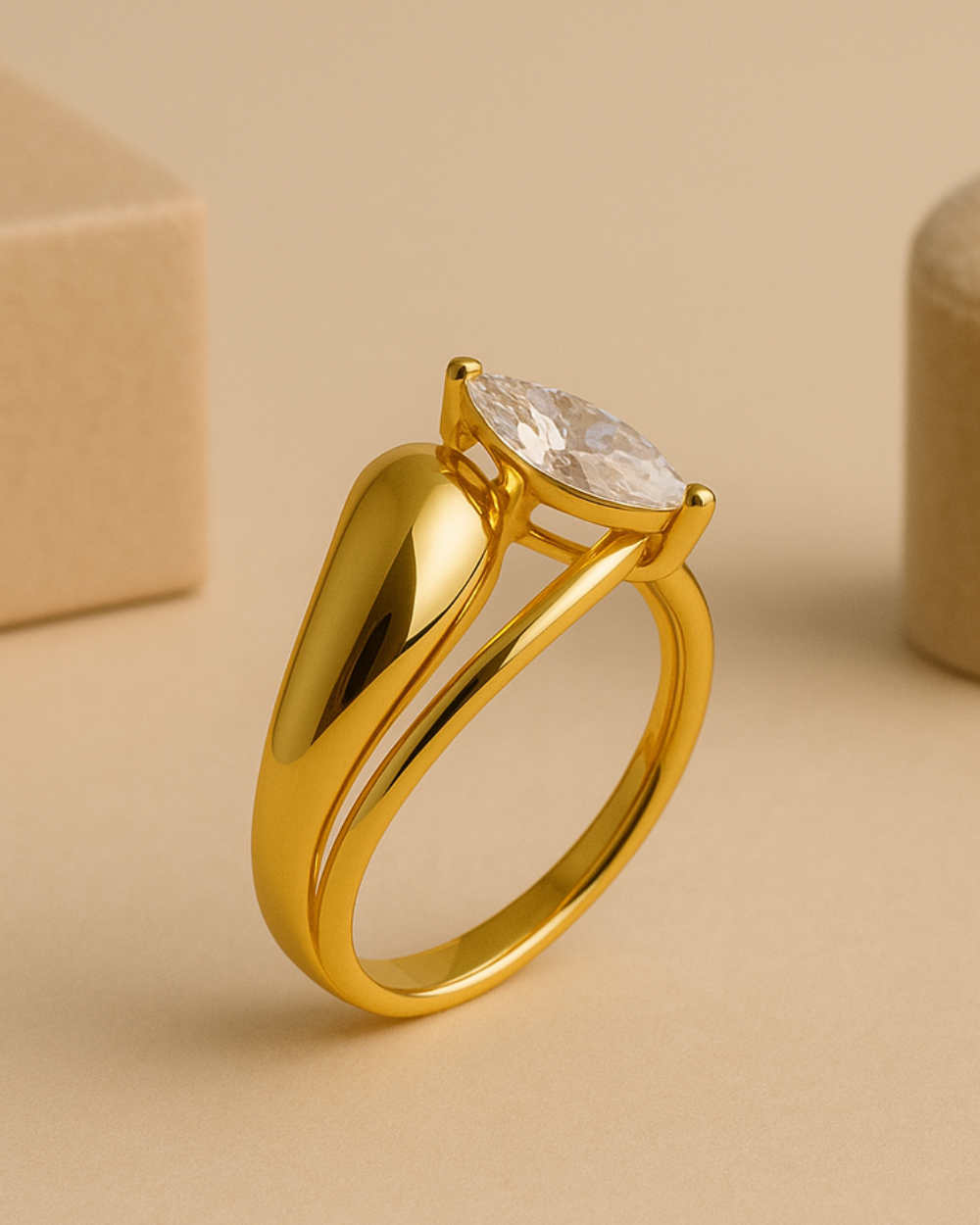 Premium Anti-Tarnish Marquise CZ Band Ring