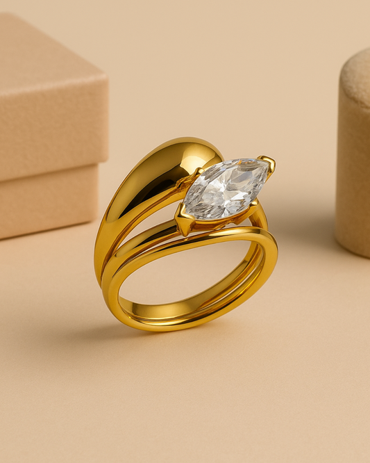 Premium Anti-Tarnish Marquise CZ Band Ring