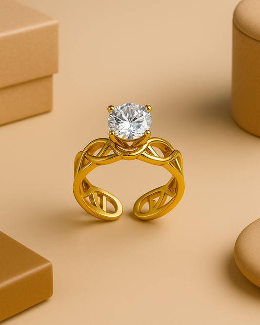 Unique Designer Openwork Cut Out CZ Ring