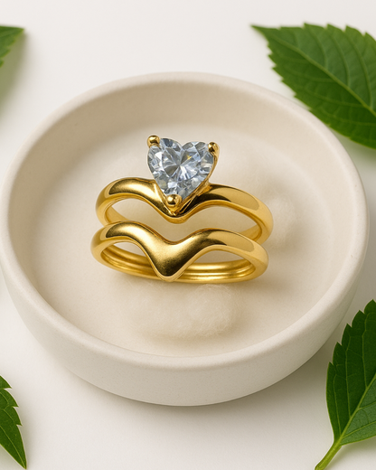 Elegant Heart CZ Double-Band Ring