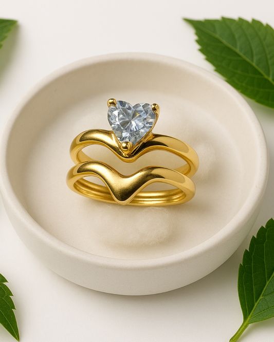 Elegant Heart CZ Double-Band Ring