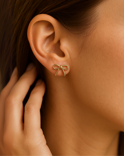 Bow Knot Stud Earrings – Minimalist Anti-Tarnish Design
