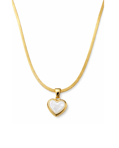 Elegant Heart Pendant Necklace with white Stone
