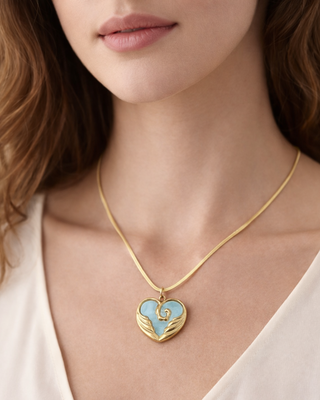 Cute White Heart Necklace for Girls
