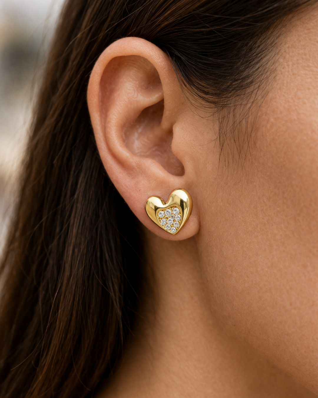 Heart Shape Gold Stud Earrings